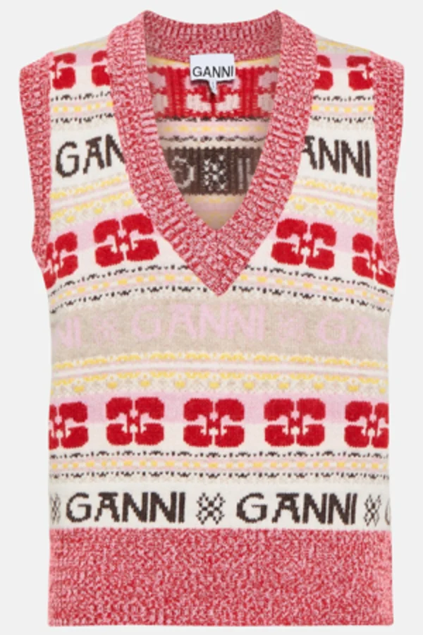 Rent Ganni Logo Wool Mix Vest - Ganni | HURR