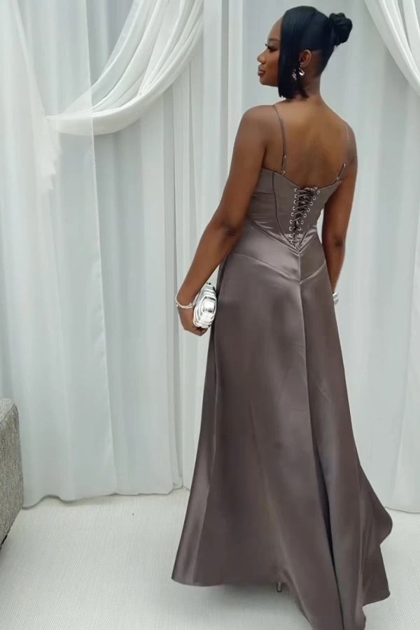 fitted lace wedding dress Anabella Lace Up Maxi Dress – The Dress Room main image 0