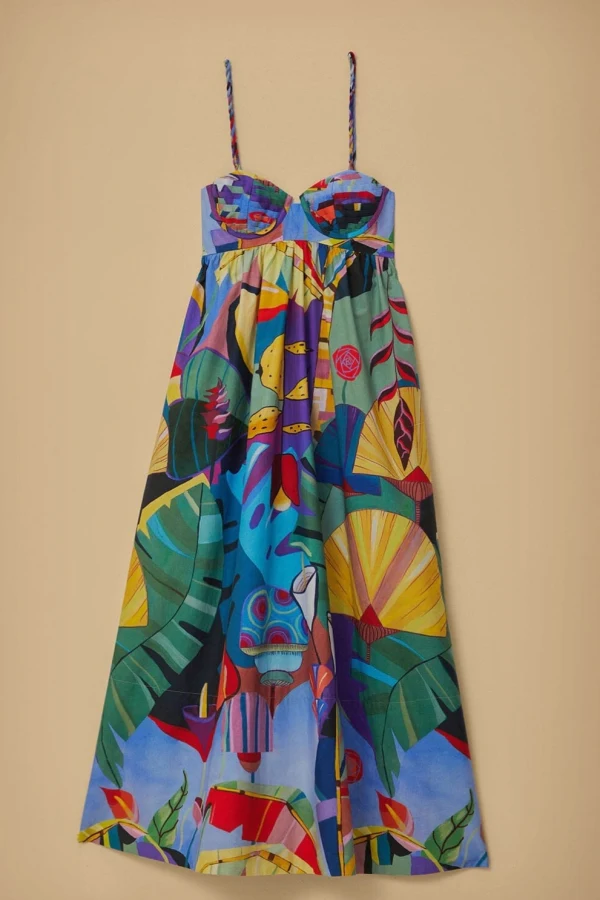 chinese dress ladies Farm Rio Tropical Tapestry Off-White Halter Neck Maxi Dress  Monelle  Vermont