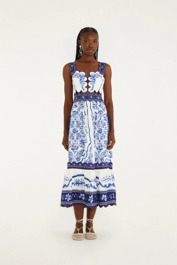 Rent Farm Rio Porcelain Garden Cut-Out Midi Dress - Farm Rio | HURR