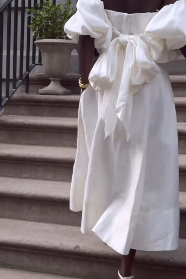 Rent Aje Incarnation midi dress in ivory -12 - Aje | HURR