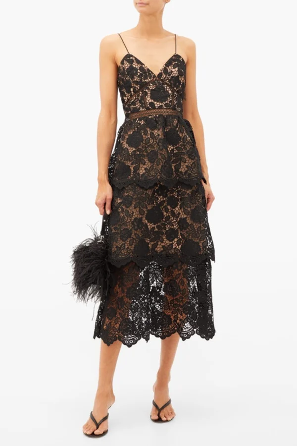 Self Portrait Girls Check Sleeveless Dress in Black