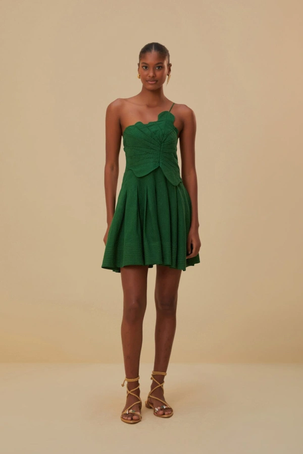 Rent Green One Shoulder Lea Mini Dress - Farm Rio | HURR