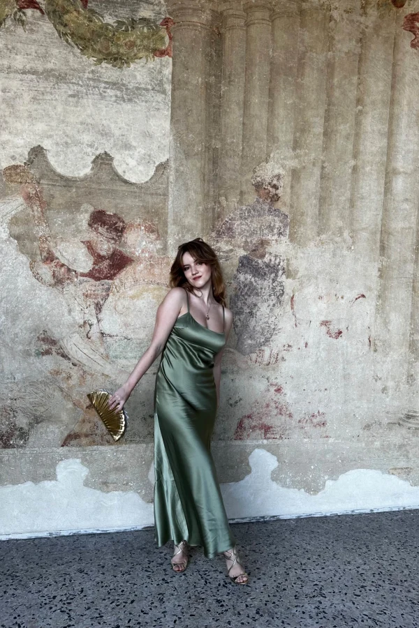 Rent Reformation Kailyn Silk Sage Green Dress - Reformation | HURR