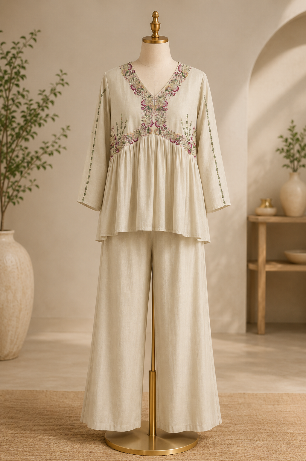 IVORY BLOSSOM PEPLUM CO-ORD SET