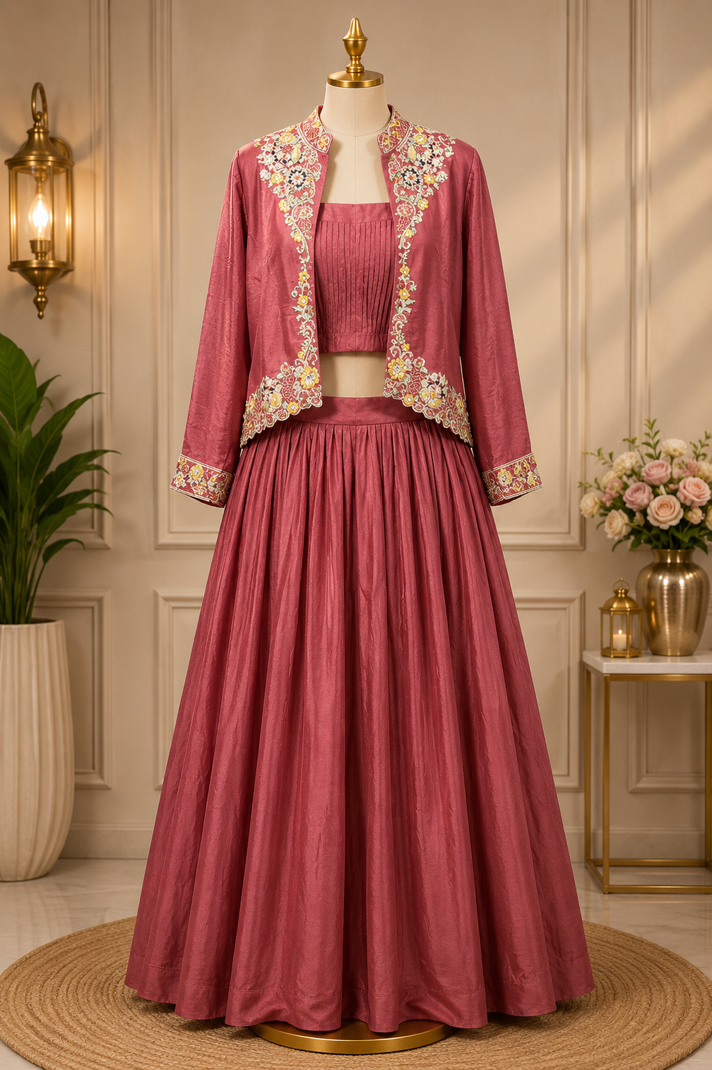 ROSEWOOD EMBROIDERED JACKET LEHENGA SET