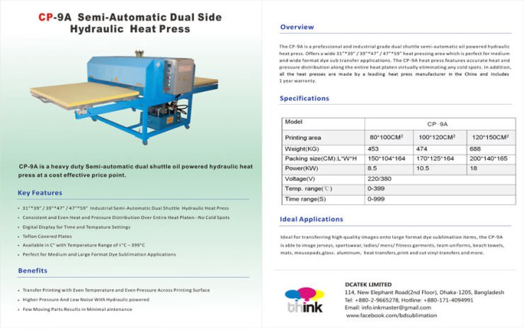 CP-9A Hydraulic Heat Press Machine
