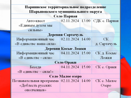 День народного единства: Праздничные мероприятия в Шарыповском округе