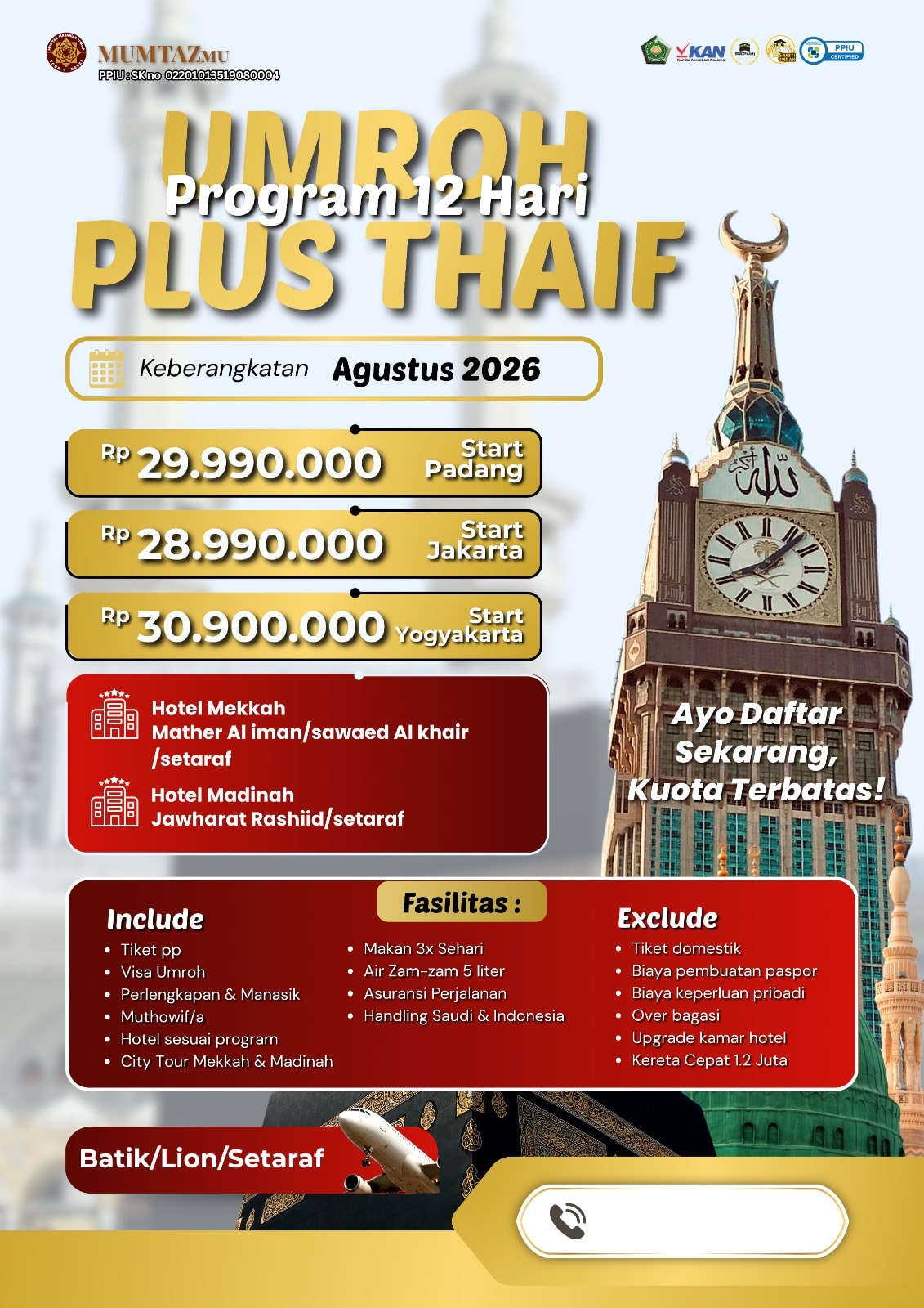 Umroh Plus Thaif - Start Yogyakarta