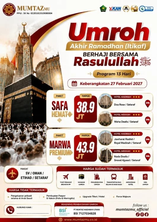 Umroh Akhir Ramadhan (I'tikaf) - Marwa Premium