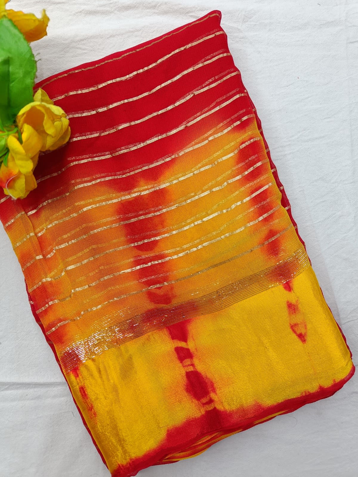 Trendy Pading Zari Stripe Georgette Saree