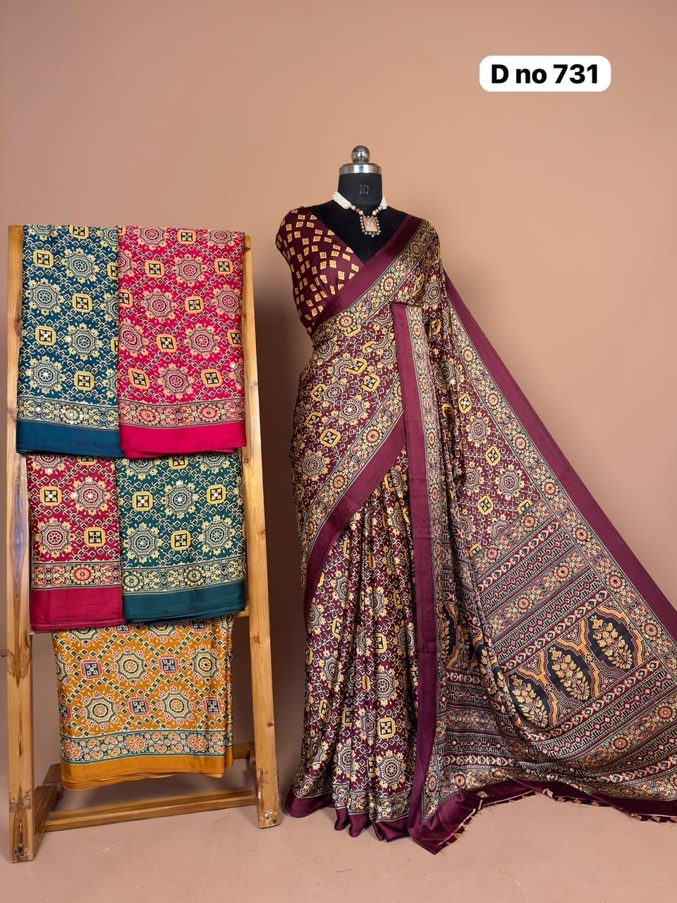 Modal silk saree with mirror work