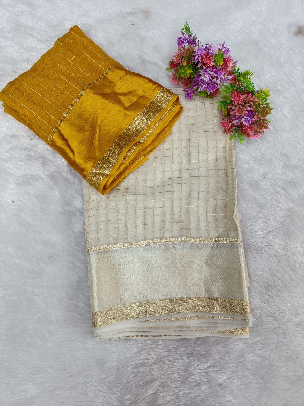 VISCOSE ZARI WHITE SAREE