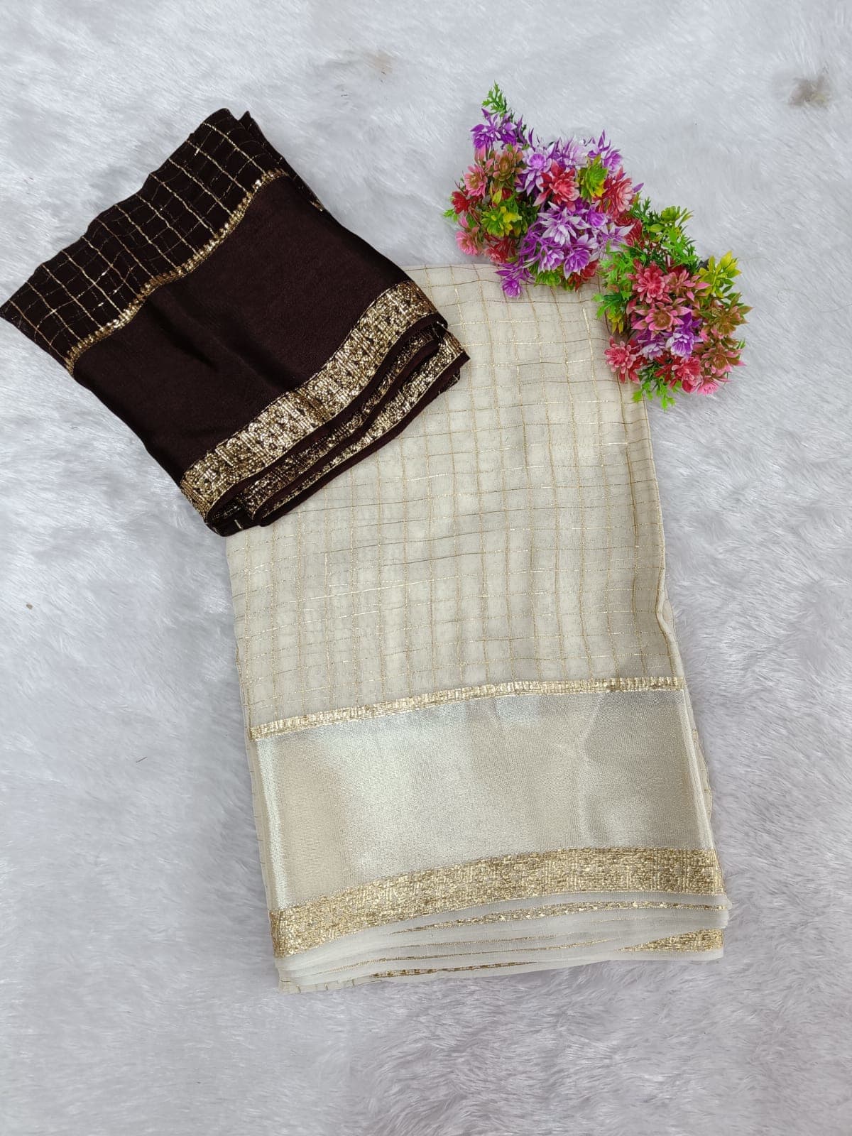 VISCOSE ZARI WHITE SAREE