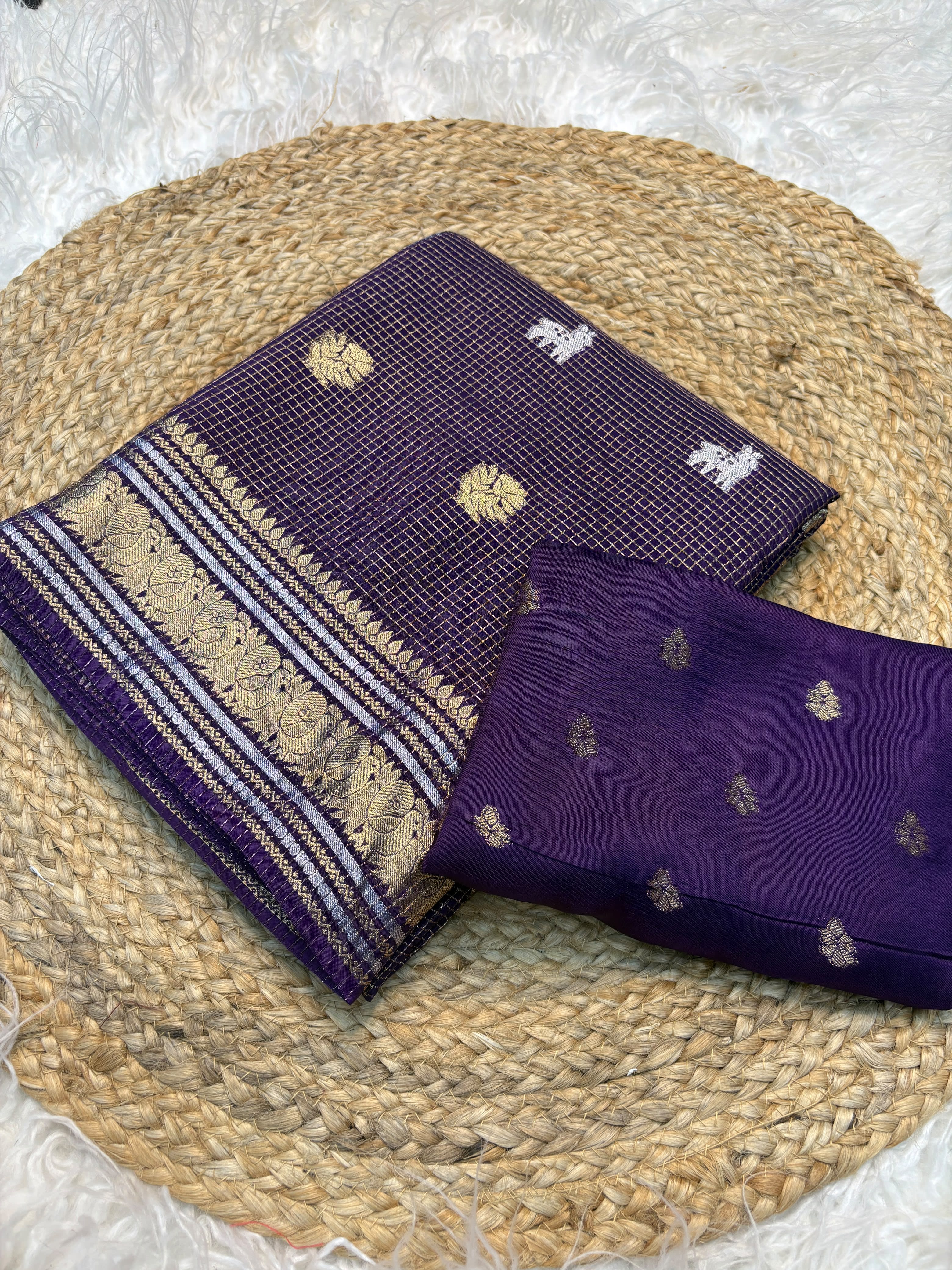 Golden silver Pure saree