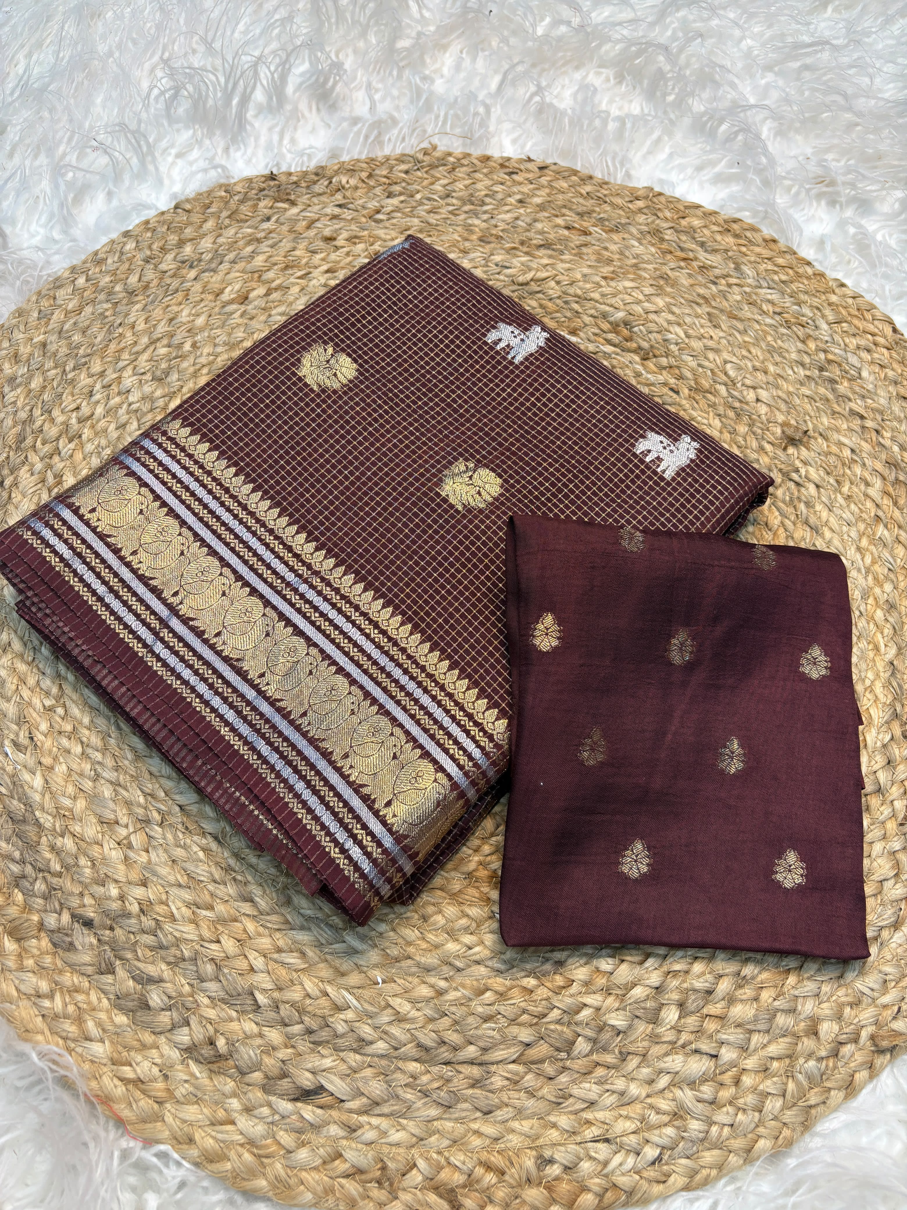 Golden silver Pure saree