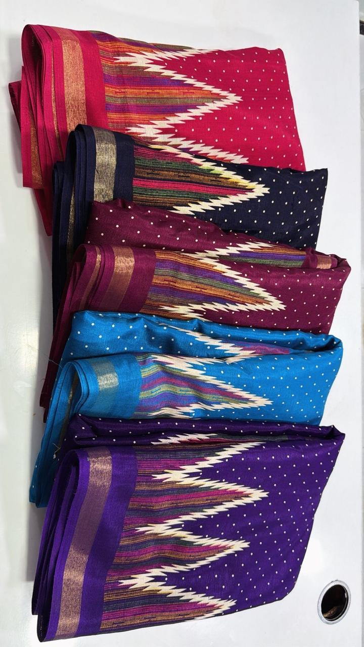Bundle Of Triangle Design Cotton Saree  