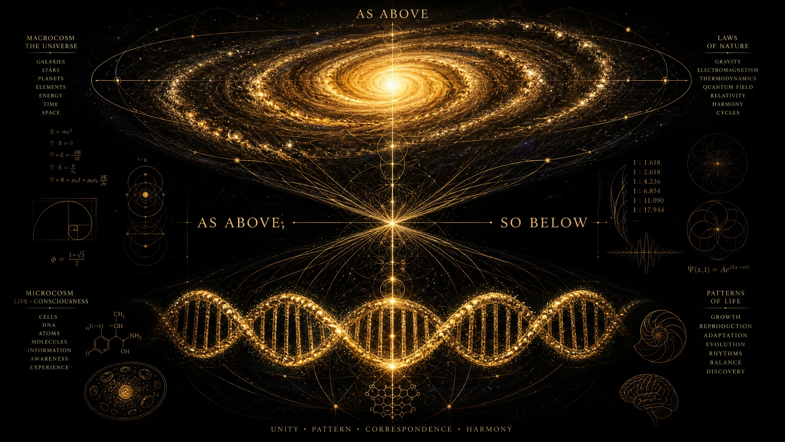 Como acima, assim abaixo. Correspondência entre macrocosmo e microcosmo.
