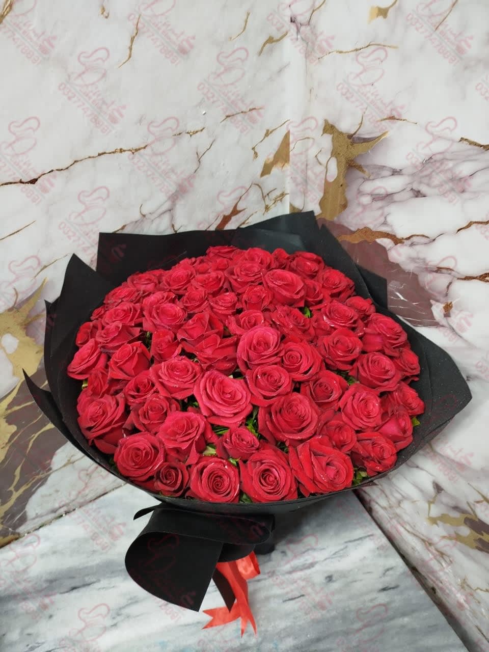Pink Gold Drip Flowers Bouquet Rawalpindi
