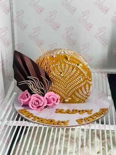 Golden Dome Floral Birthday Cake Rawalpindi