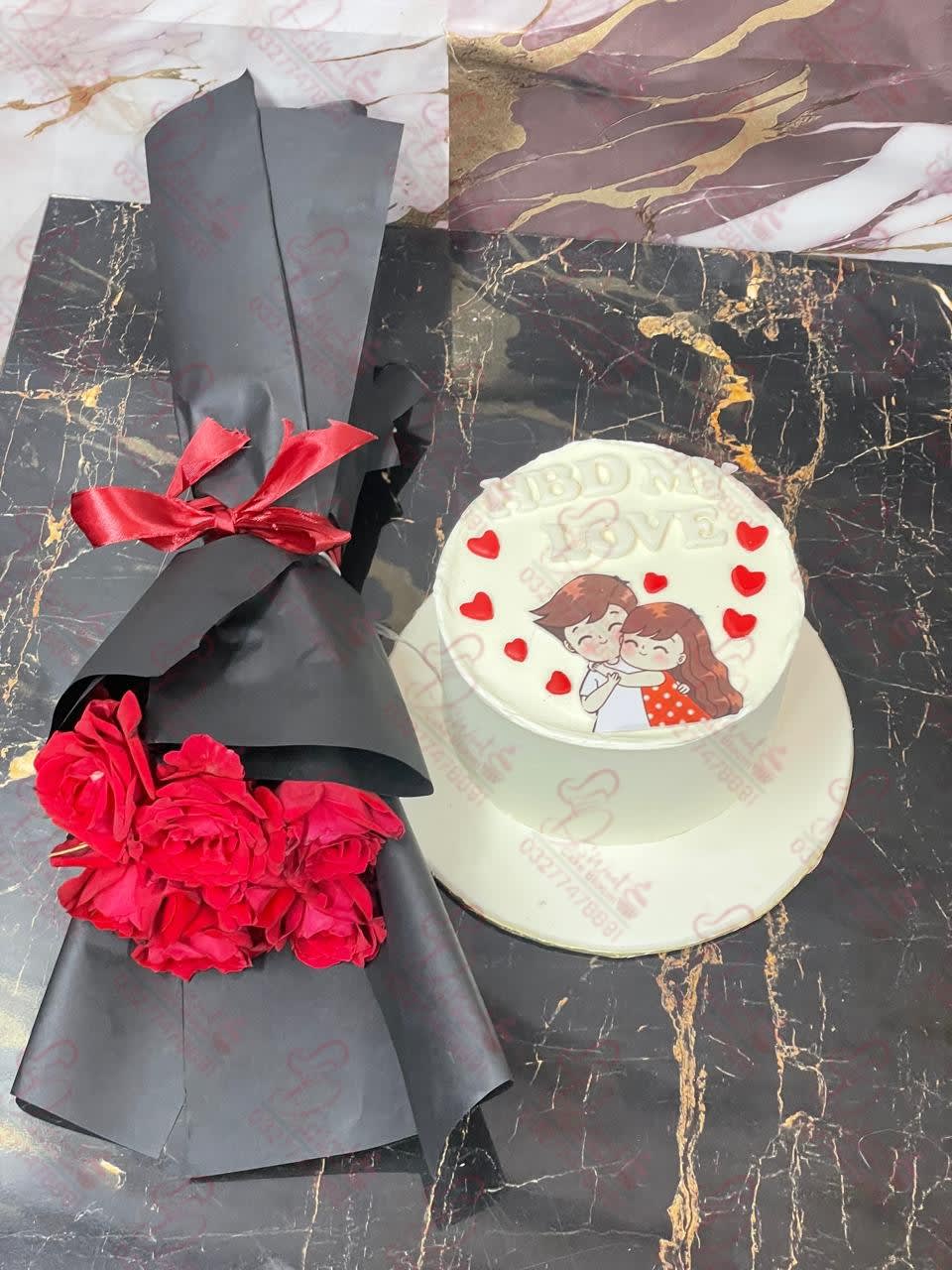 Pink Gold Drip Birthday Cake Bouquet Faisalabad