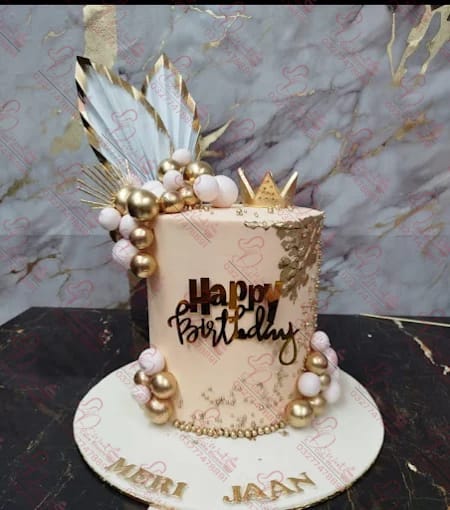 Gold Beige Elegant Birthday Cake Rawalpindi