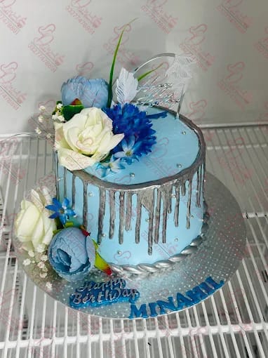 Blue Silver Drip Birthday Cake Rawalpindi