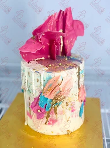 Pink Blue Watercolor Birthday Cake Rawalpindi