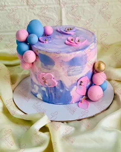 Pink Blue Marble Birthday Cake Rawalpindi
