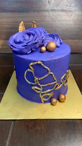Purple Gold Birthday Cake Rawalpindi