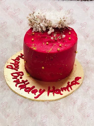 Red Gold Elegant Birthday Cake for Her Rawalpindi