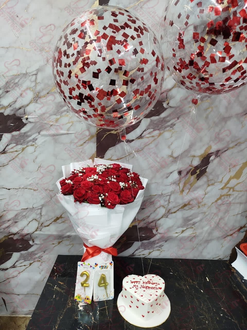 Elegant Celebration Cake with Bouquet Faisalabad