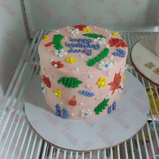 Light Pink Floral Buttercream Cake Rawalpindi