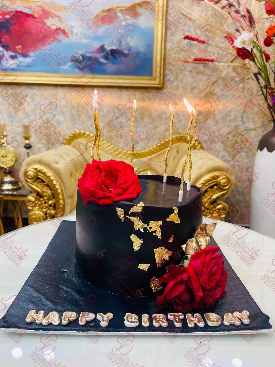Black Red Roses Women Cake Islamabad