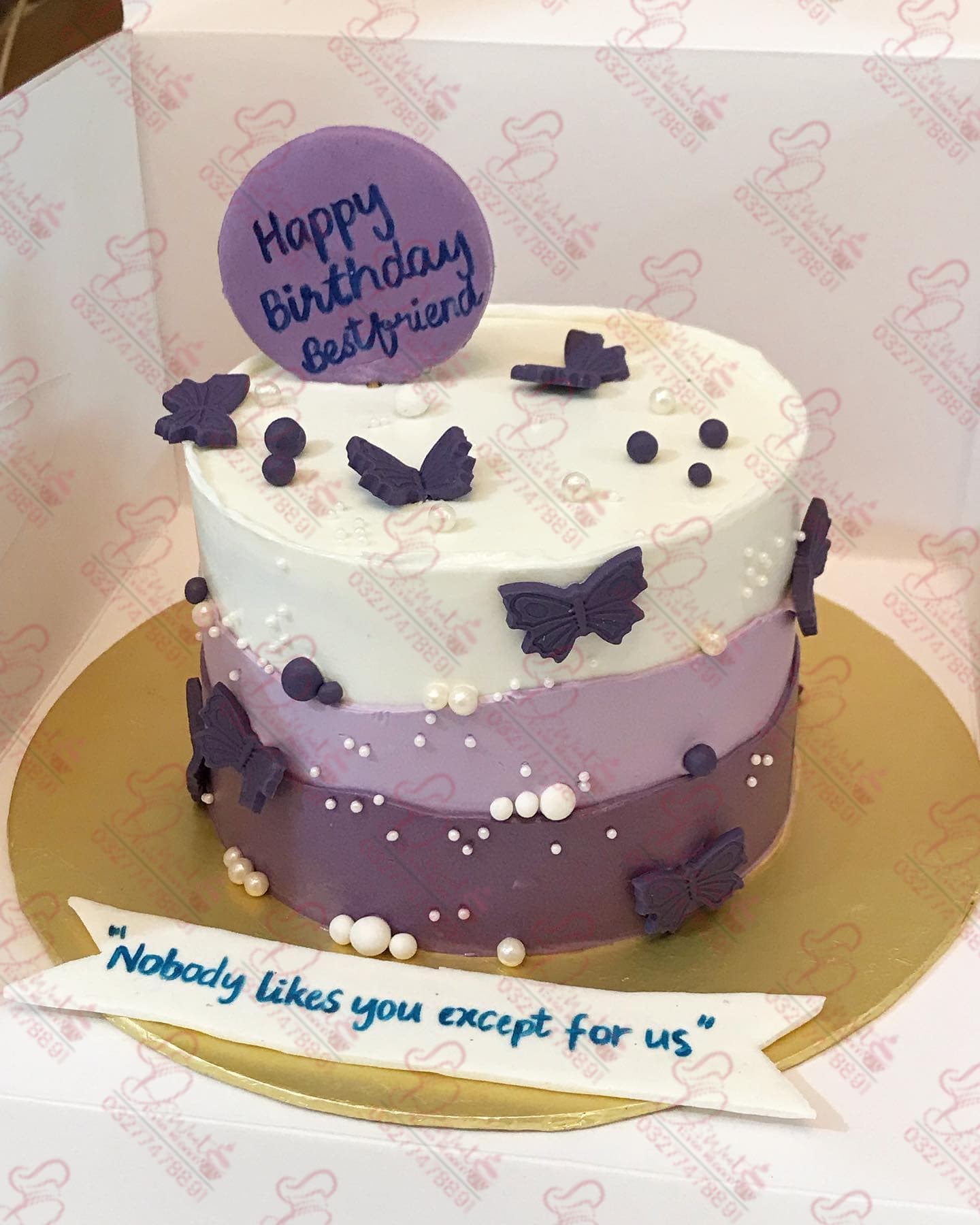 Purple White Butterfly Women Cake Islamabad
