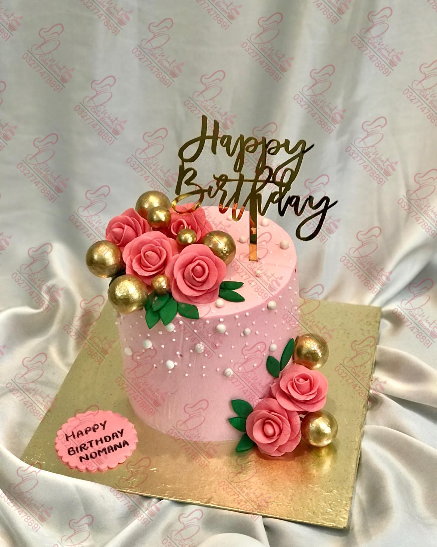 Pink Floral Wife Birthday Cake Rawalpindi