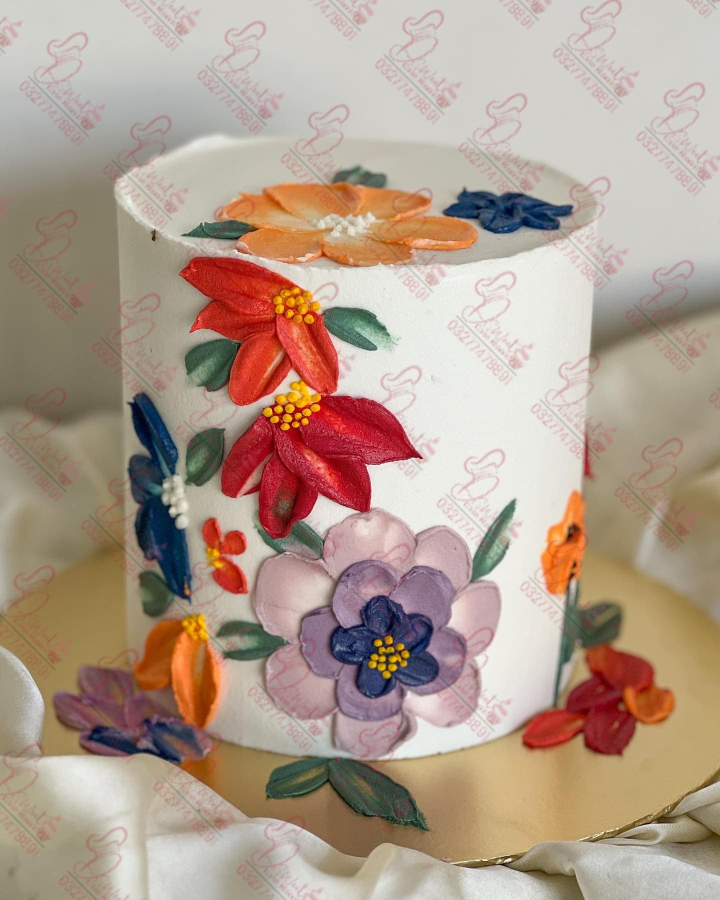 Textured Floral Wife Birthday Cake Rawalpindi