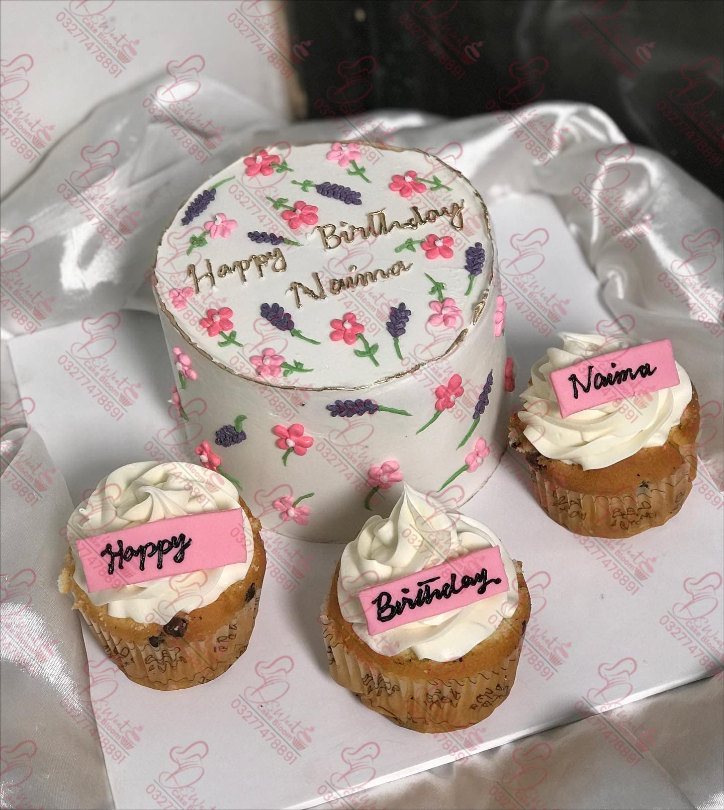 One Pound Birthday Cake with Matching Cupcakes Women Islamabad