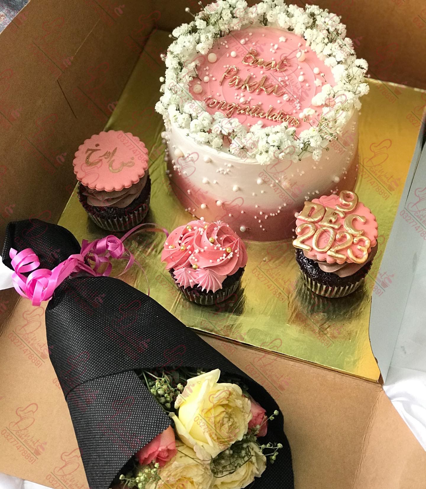 Wedding Cake with Bouquet in Faisalabad