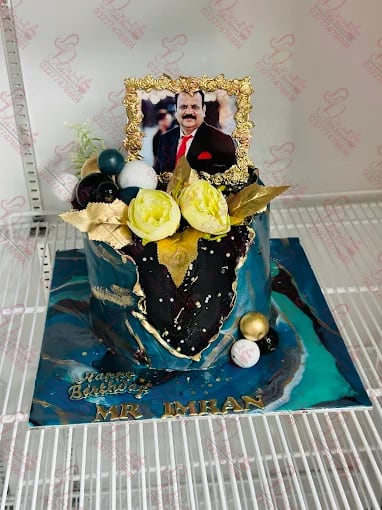 Blue Black Geode Photo Fondant Cake Rawalpindi