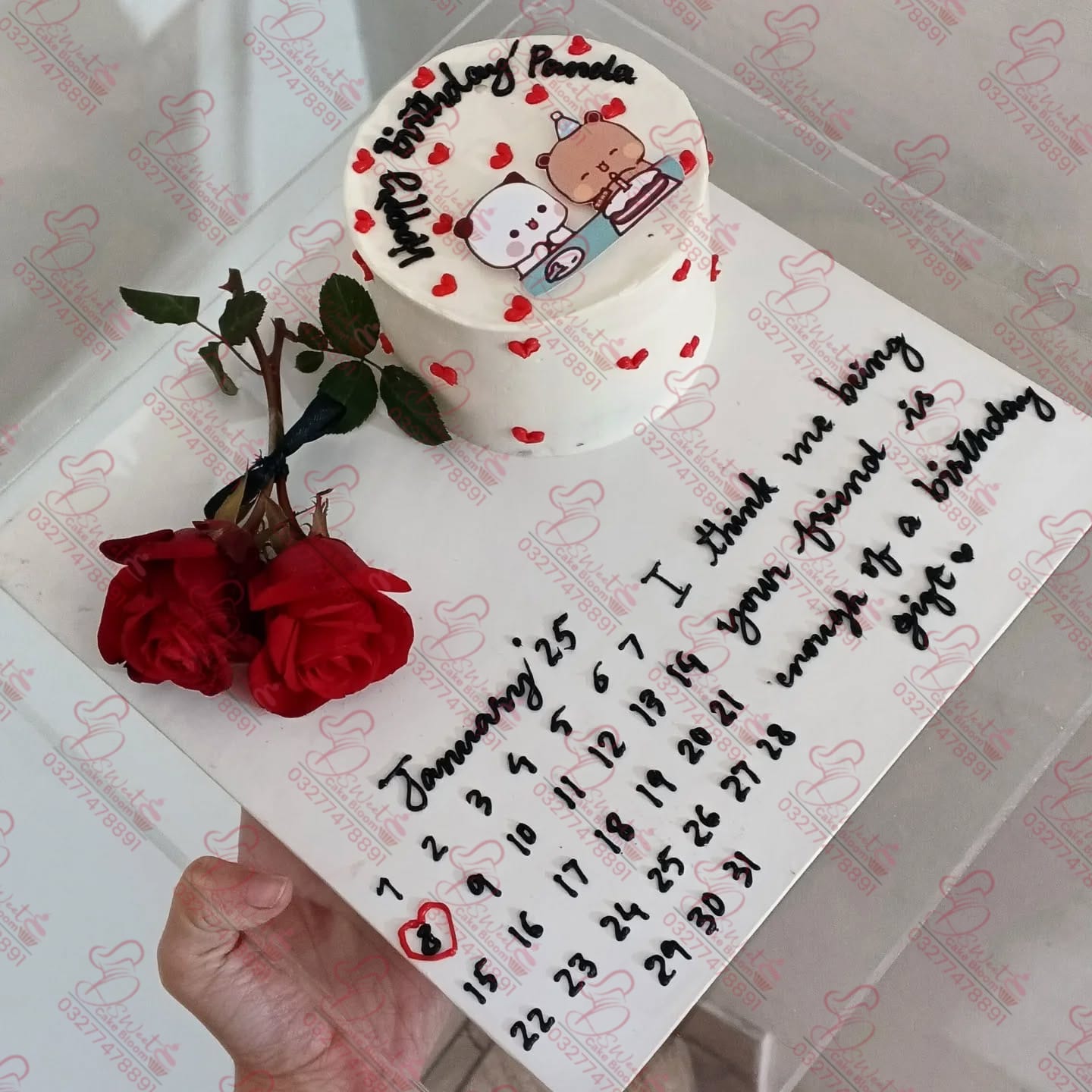 Red Roses Farewell Cake Islamabad