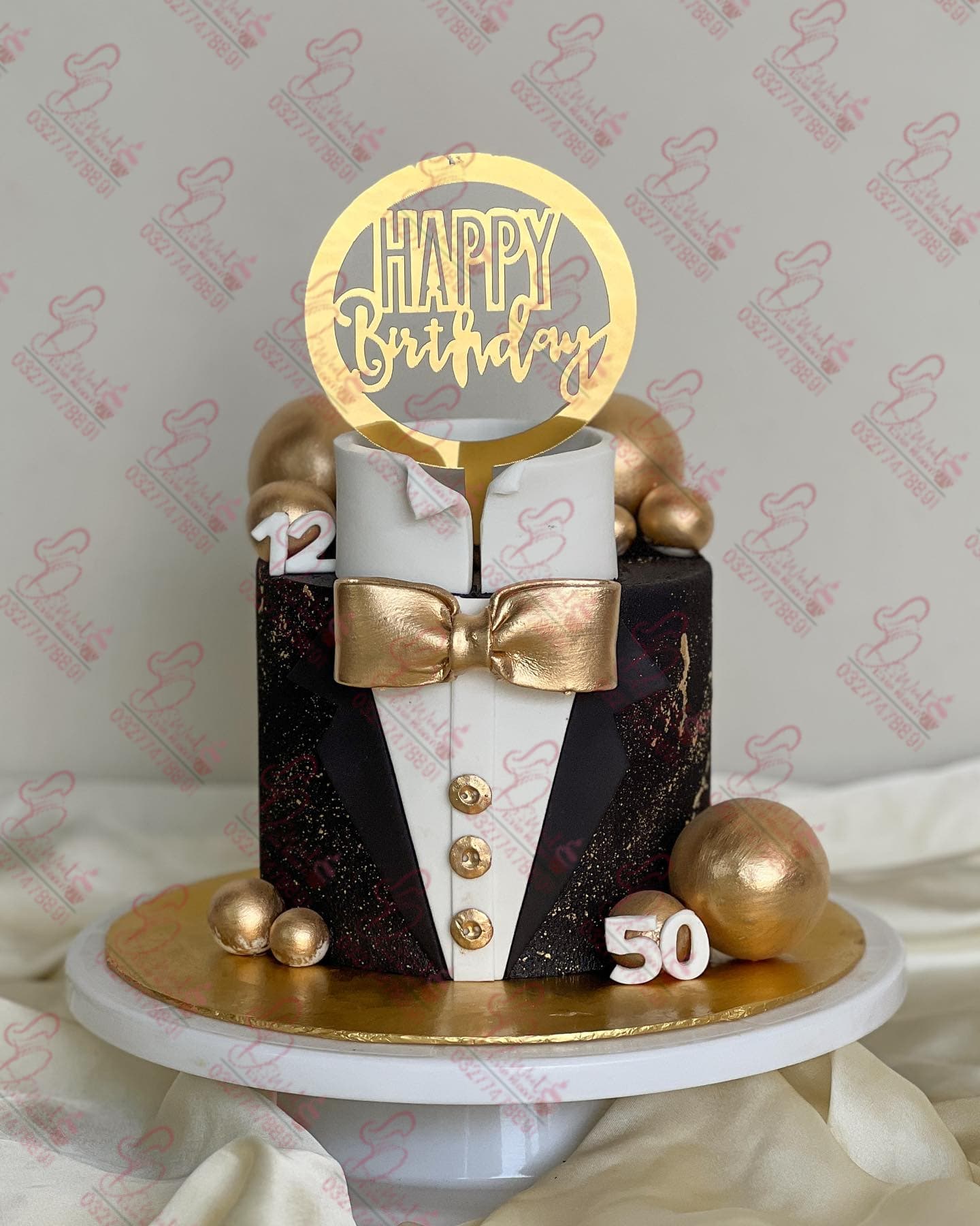 Tuxedo Black and Gold Father's Day Cake Islamabad