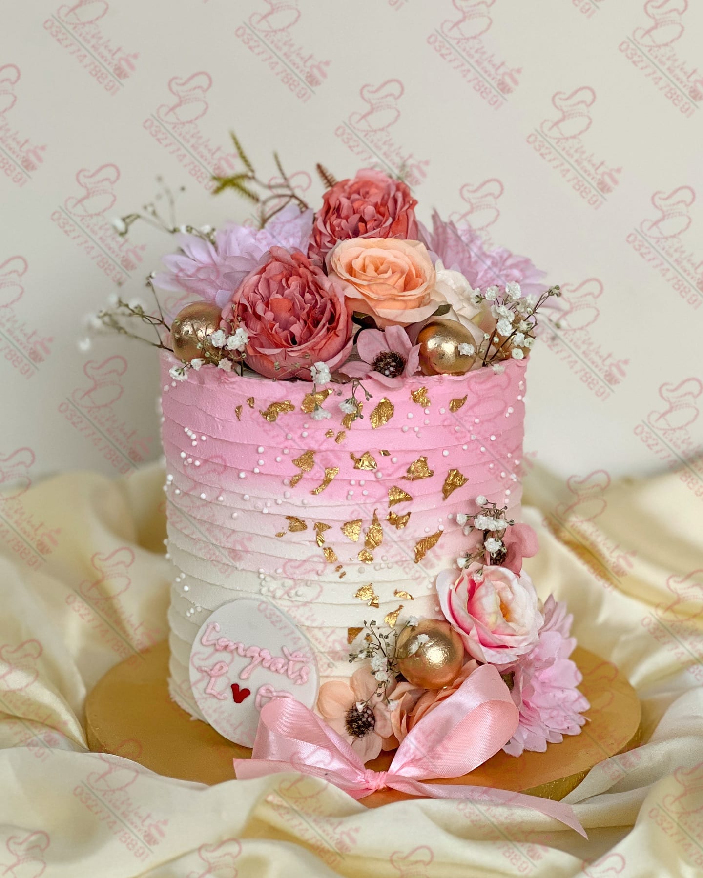 Pink White Ombre Engagement Cake Capital Smart City Islamabad