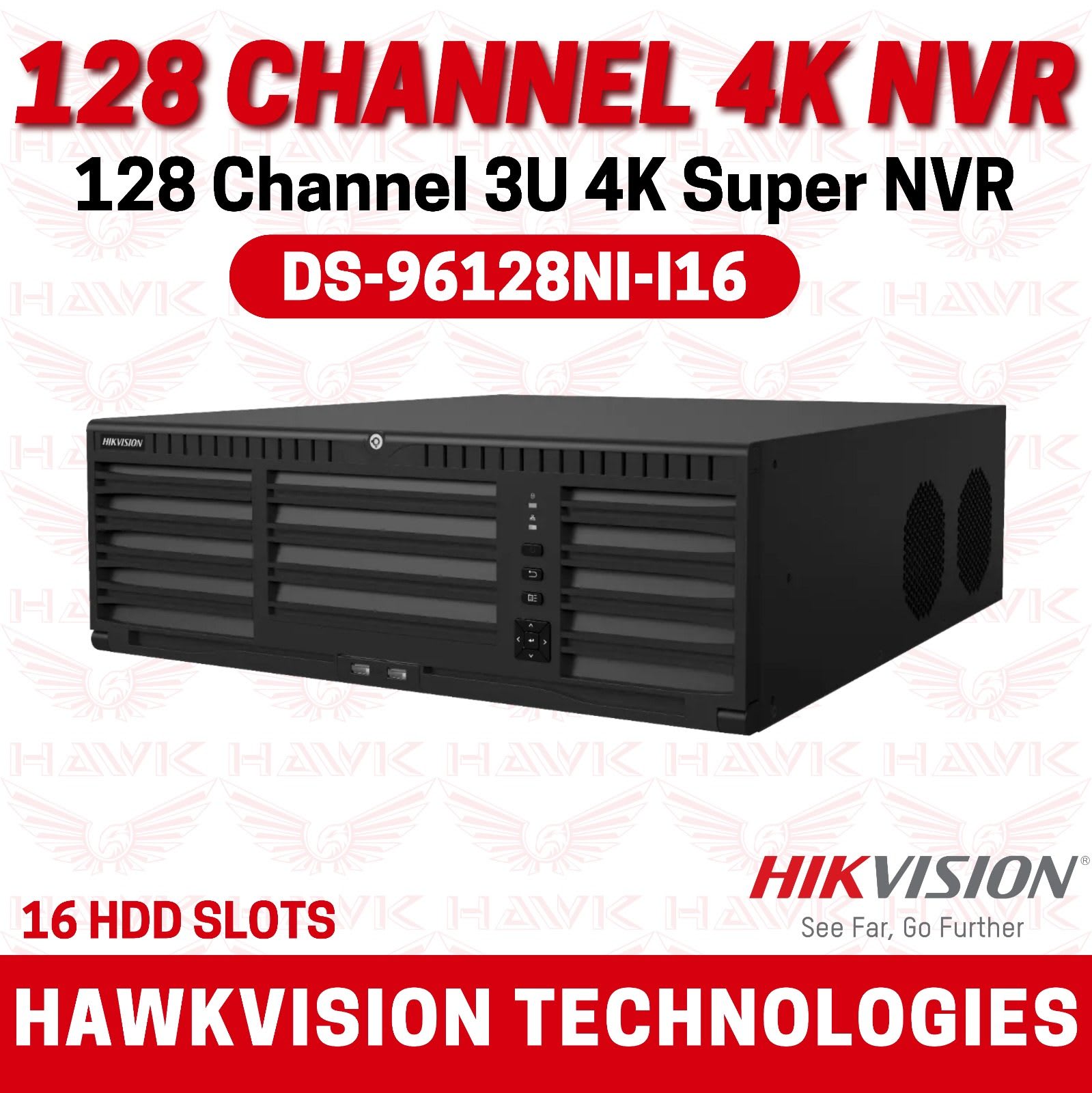 Hikvision DS-96128NI-I16 128-Channel 3U 4K Super NVR