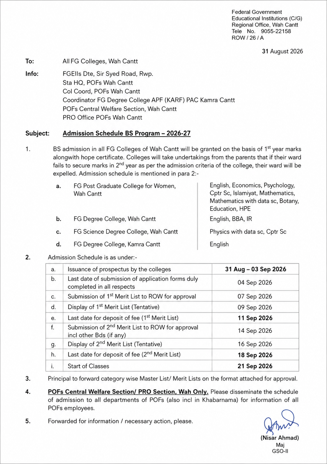 BS Admissions 2026 Full Poster