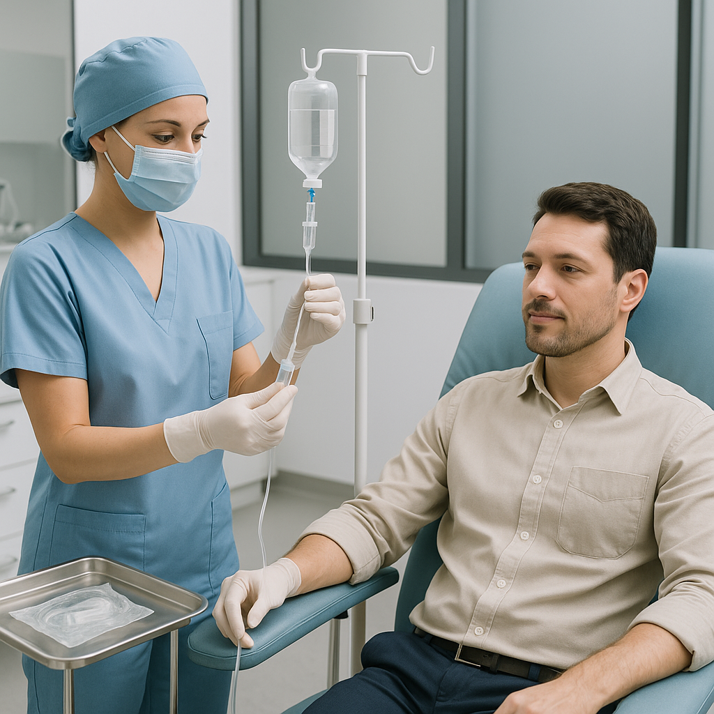 Mobile IV therapy session setup