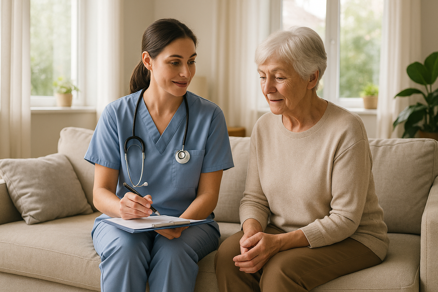 Patient receiving comfortable mobile IV migraine treatment at home