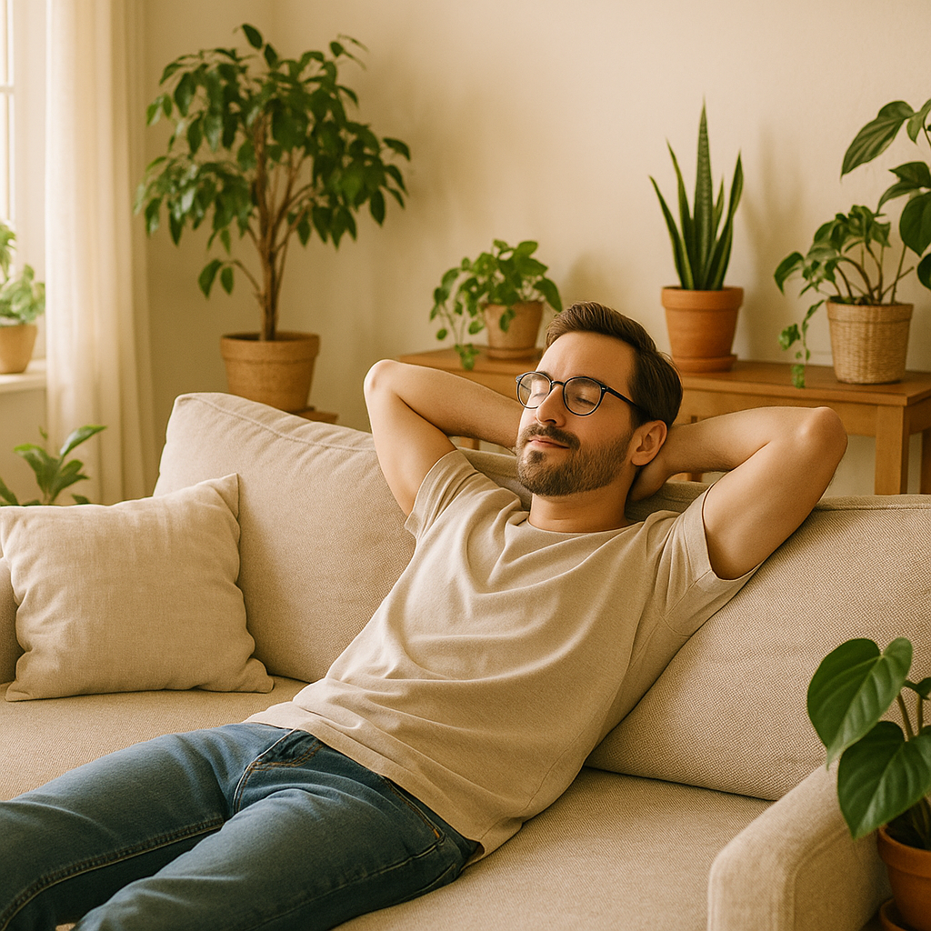 Patient recovering comfortably at home with IV therapy