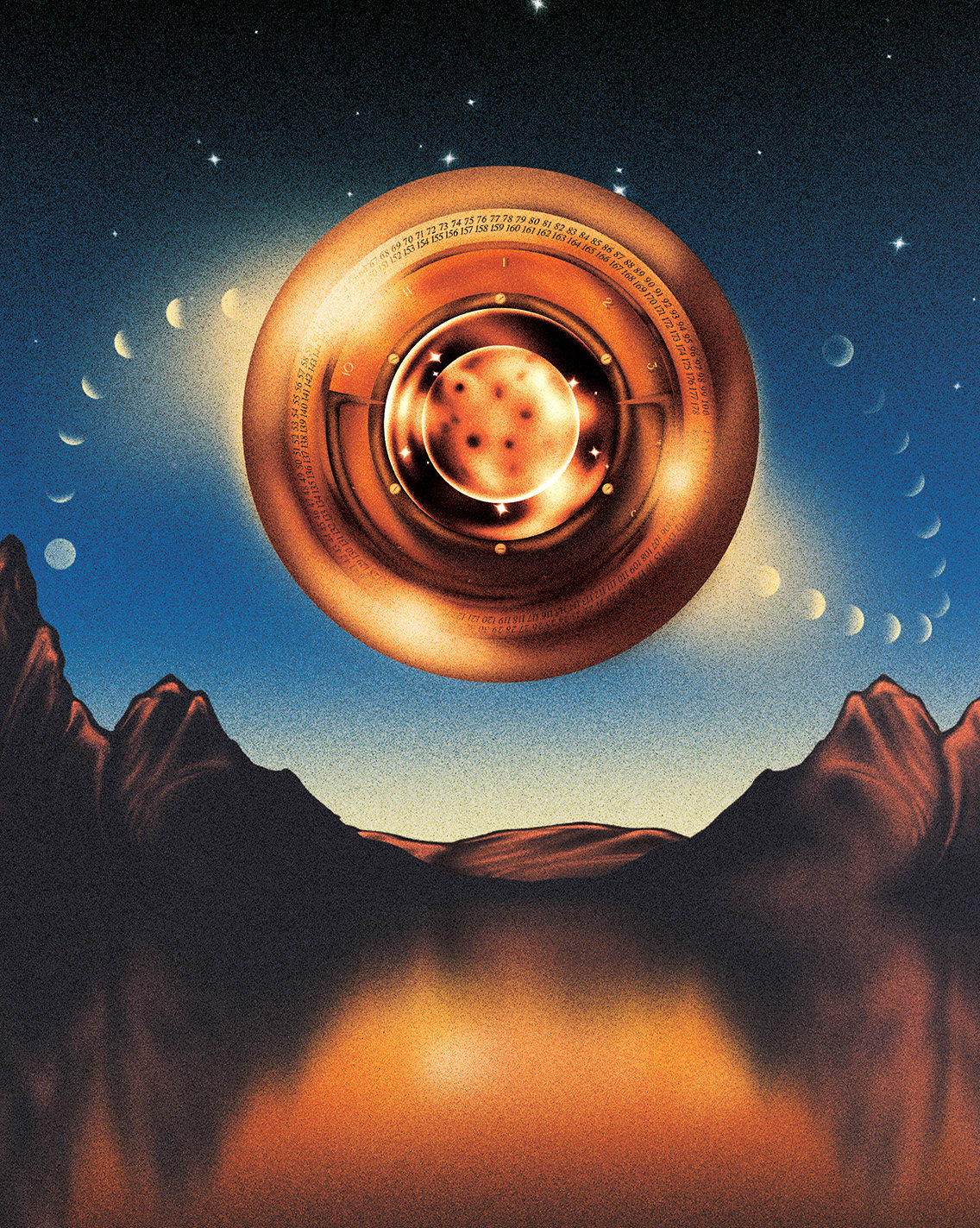 Cover illustration for NOEMA MAGAZINE 'KEEPING TIME INTO THE GREAT BEYOND'