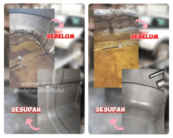 Perbandingan Tangki Sebelum dan Setelah Dibersihkan